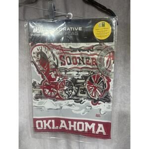 New Oklahoma Sooner 2 sided Decorative Team Flag Evergreen - 18" x 12.5" Garden